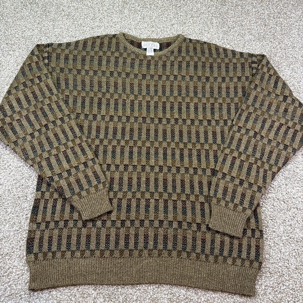Gianfranco Ruffini Sweater Checkered Old Money Size XL Knit Grandpa Core Vintage